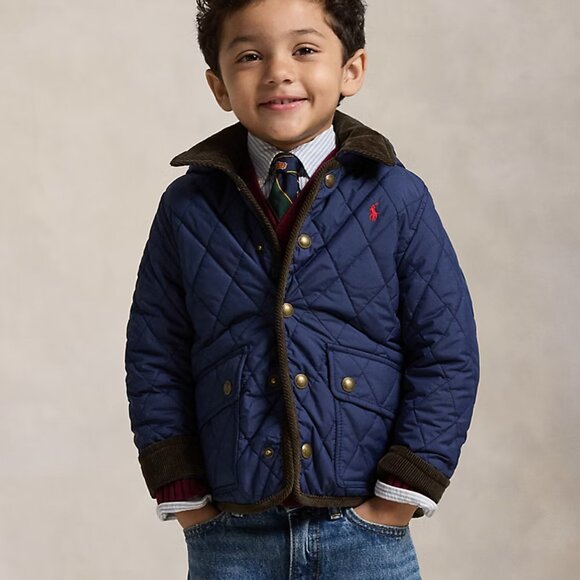 Polo Ralph Lauren Other - Ralph Lauren Quilted Fall Jacket Boys/Kids 5y Navy/brown Corduroy Collar